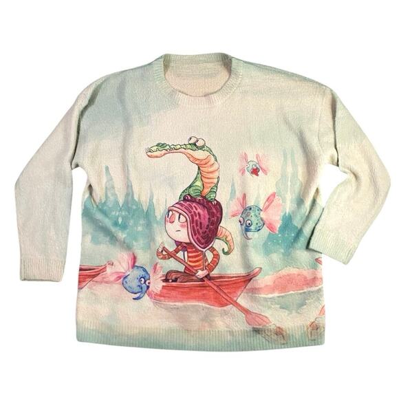 Rare Guille Rancel Crocodile Adventure Oversized Plush Sweater - 3XL - Picture 2 of 5